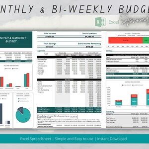 Simple Monthly and Bi-Weekly Budget Spreadsheet, Fully Automated and Easy to Use