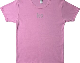 Camiseta rosa con diamantes de imitación para bebé, regalo de cumpleaños para Leo, camiseta para el signo zodiacal Leo, regalo de cumpleaños para el signo zodiacal Leo