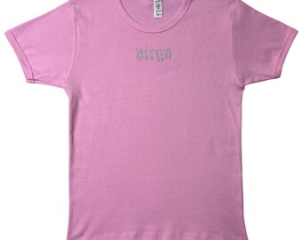 Camiseta de bebé con diamantes de imitación rosa de Virgo, regalo de cumpleaños de Virgo, camiseta para el signo zodiacal de Virgo, regalo de cumpleaños para el signo zodiacal de Virgo