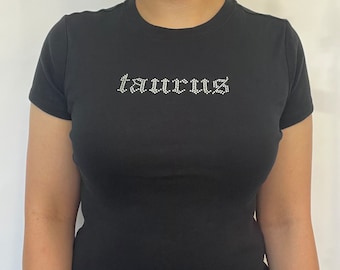 Camiseta de bebé con diamantes de imitación de Tauro, regalo de cumpleaños de Tauro, camiseta para el signo zodiacal Tauro, regalo de cumpleaños para el signo zodiacal Tauro