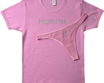 Conjunto de camiseta y tanga para bebé con diamantes de imitación rosas de Sagitario, regalo de cumpleaños para Sagitario, camiseta para Sagitario, regalo de cumpleaños para el signo de Sagitario