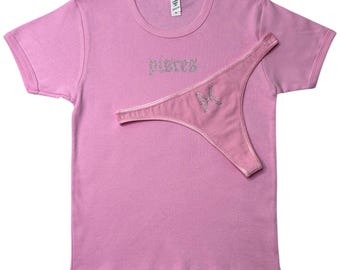 Conjunto de camiseta y tanga con diamantes de imitación para bebé Piscis, regalo de cumpleaños para Piscis, camiseta para el signo zodiacal Piscis, regalo de cumpleaños para Piscis