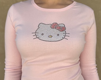 Hallo Kitty Strass Langarm T-Shirt, Hello Kitty Geburtstagsgeschenk, Hello Kitty Strass Shirt, Sanrio T-Shirt, Hello Kitty Baby T-Shirt
