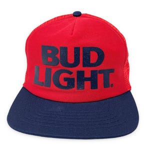 Vintage Bud Light Snapback Hat 80s 90s Budweiser Trucker Cap Beer H03