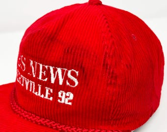 Vintage CBS News Hat • Albertville 1992 Winter Olympics Corduroy