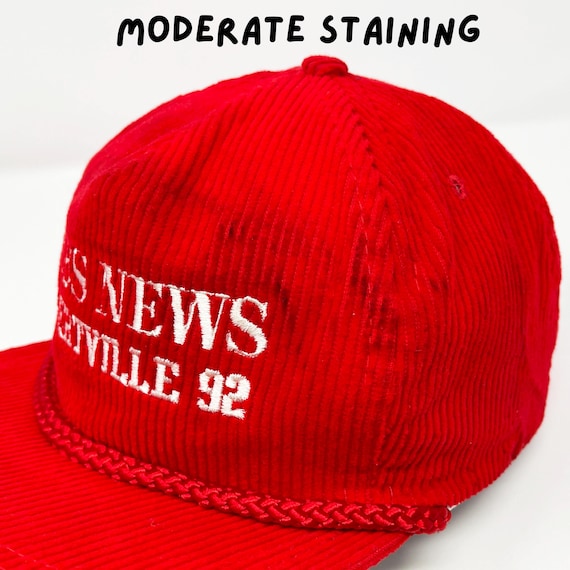 Vintage CBS News Hat • Albertville 1992 Winter Olympics Corduroy