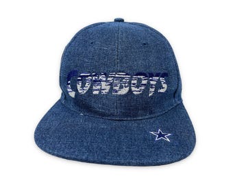 Vintage Dallas Cowboys Hat 90s Snapback Cap NFL Denim NOS H05