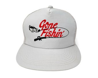 Vintage Fischer Hut 80er 90er Snapback Snapback Cap Gone Fishin 'H17