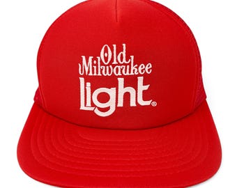 80s OLD MILWAUKEE キャップ アポロキャップ USA製 ビール Vintage Old Milwaukee Hat • 80s Beer Snapback Trucker Cap Red