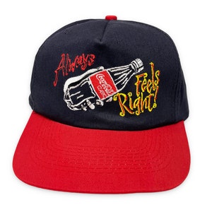 Vintage Coca Cola Hat 90s Snapback Cap Coke Always Feels Right H17