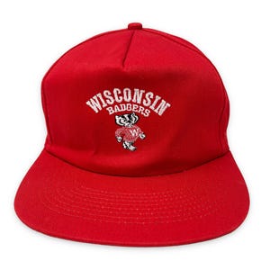 Boné vintage Wisconsin Badgers anos 90 com fecho de pressão, estilo snapback, para futebol americano universitário (NCAA) H06