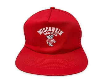 Vintage Wisconsin Badgers Hat 90s Snapback Cap NCAA Football H06
