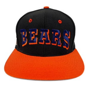 Vintage Chicago Bears Hat 90s Snapback Cap NFL Arch Wool Drew Pearson Black Dome H11