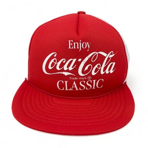 Vintage Enjoy Coca Cola Classic Hat 80s 90s Trucker Snapback Cap Coke H21