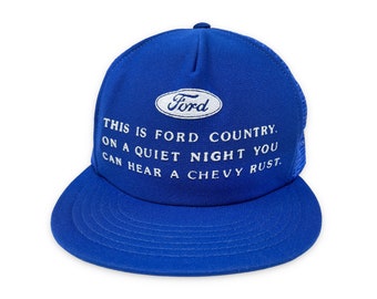 Vintage Ford Country Hat 80s Hear A Chevrolet Rust Snapback Trucker Cap Chevy FLAWED H20