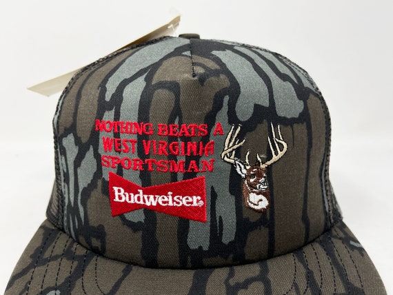 Vintage Budweiser Hat 90s Camo Snapback Trucker C… - image 2