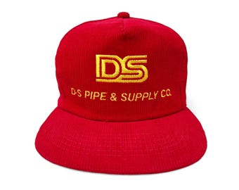 Vintage DS Pipe & Supply Co Hat 80s 90s Snapback Corduroy Cap H05