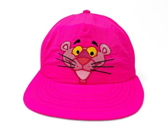 Vintage Pink Panther Hat 90s Snapback Cap Cartoon Hot Pink H13