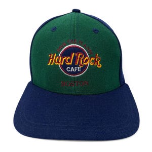 Vintage Hard Rock Cafe Boston Hat • 90s Souvenir Snapback Cap