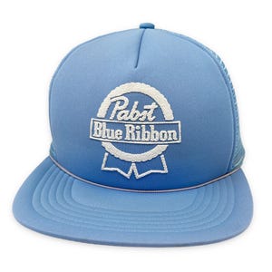 Vintage PBR Hat 80s 90s Snapback Cap Pabst Blue Ribbon Beer Trucker H14