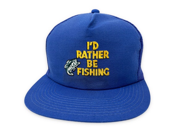 Vintage Fishing Hat 80s 90s Snapback Cap I'd Rath… - image 1