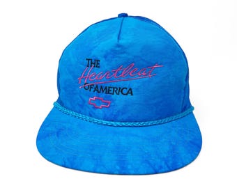 Vintage Chevrolet Hat 80s 90s Snapback Cap Heartbeat of America Chevy H12
