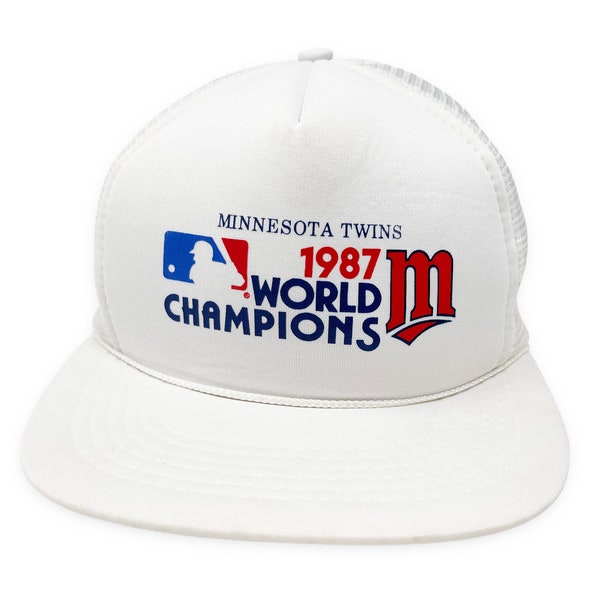 Vintage Minnesota Twins Trucker Hat 80s Snapback Cap MLB 1987 World Champions H07