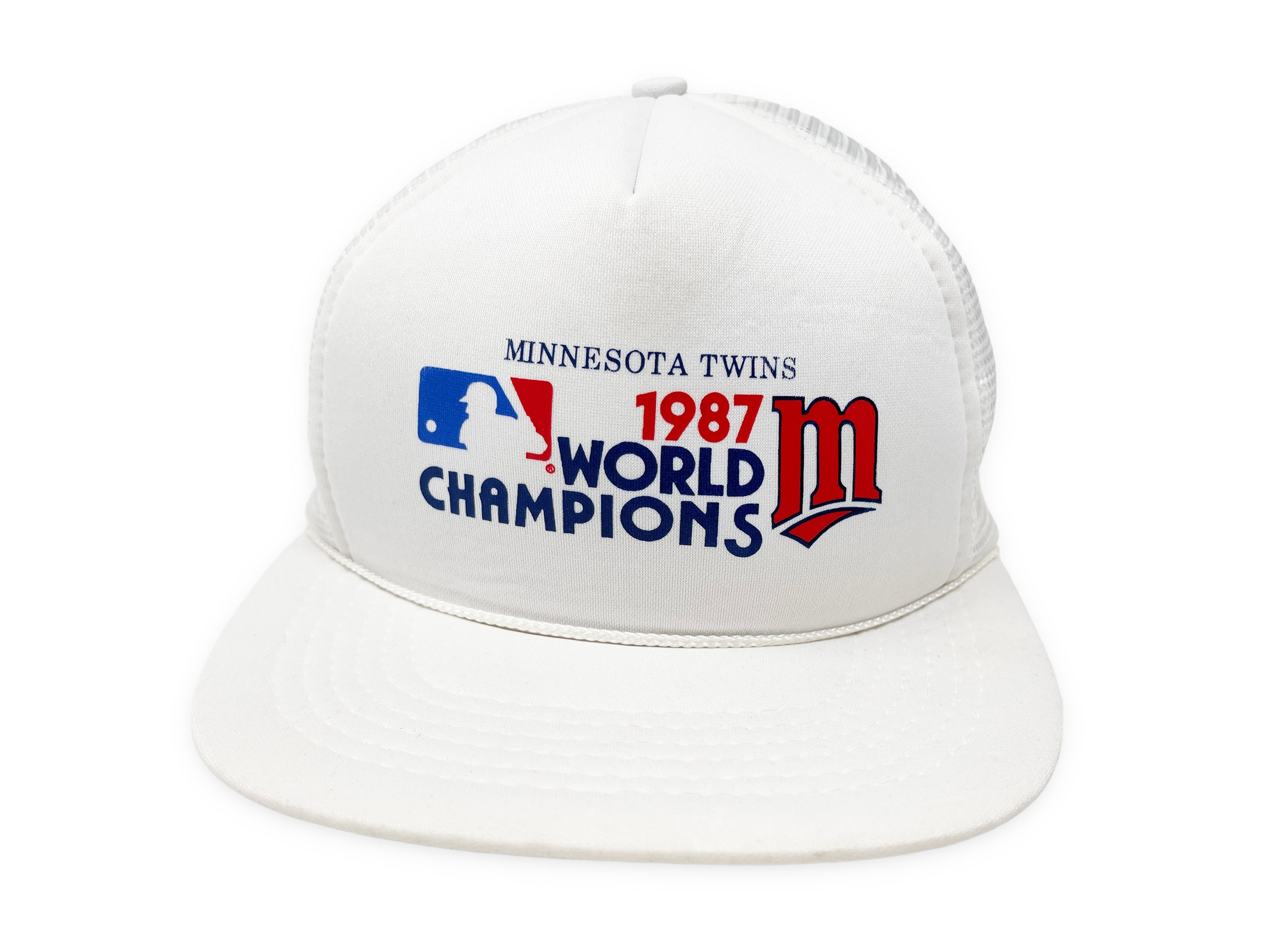 Vintage Minnesota Twins Trucker Hat 80s Snapback Cap MLB 1987 World Champions H07