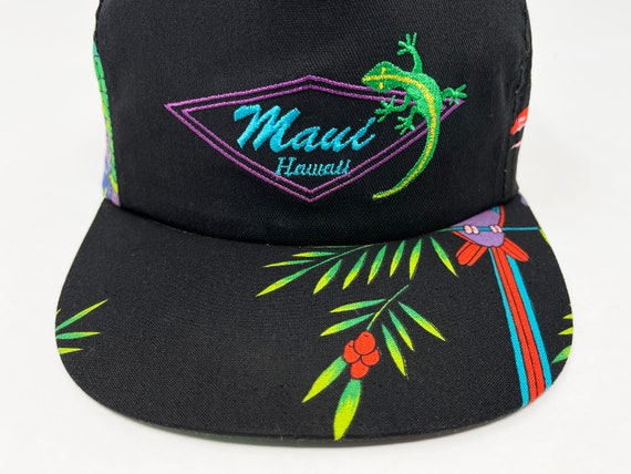 Vintage Maui Hat 80s 90s Hawaii Strapback Cap Tro… - image 2