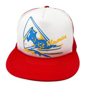 Vintage St Thomas Hat 80s 90s Snapback Trucker Cap Caribbean Tourist Windsurfing H12