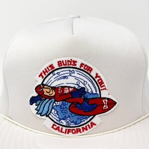 Vintage Budweiser Snapback Hat 80s Bud Man Trucker Cap Bud Light Beer California H04 image 2