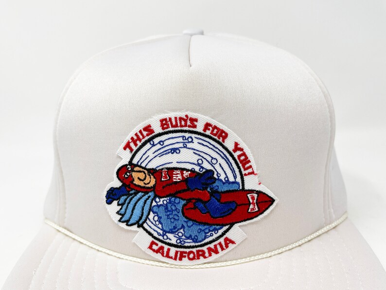Vintage Budweiser Snapback Hat 80s Bud Man Trucker Cap Bud Light Beer California H04 image 2