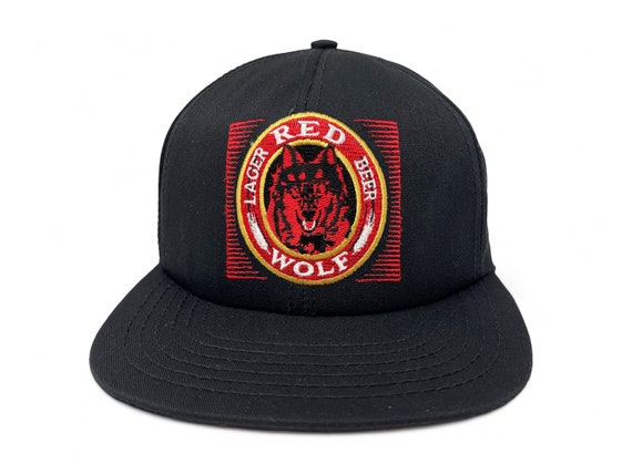 Vintage Red Wolf Lager Hat 90s Beer Snapback Cap … - image 1