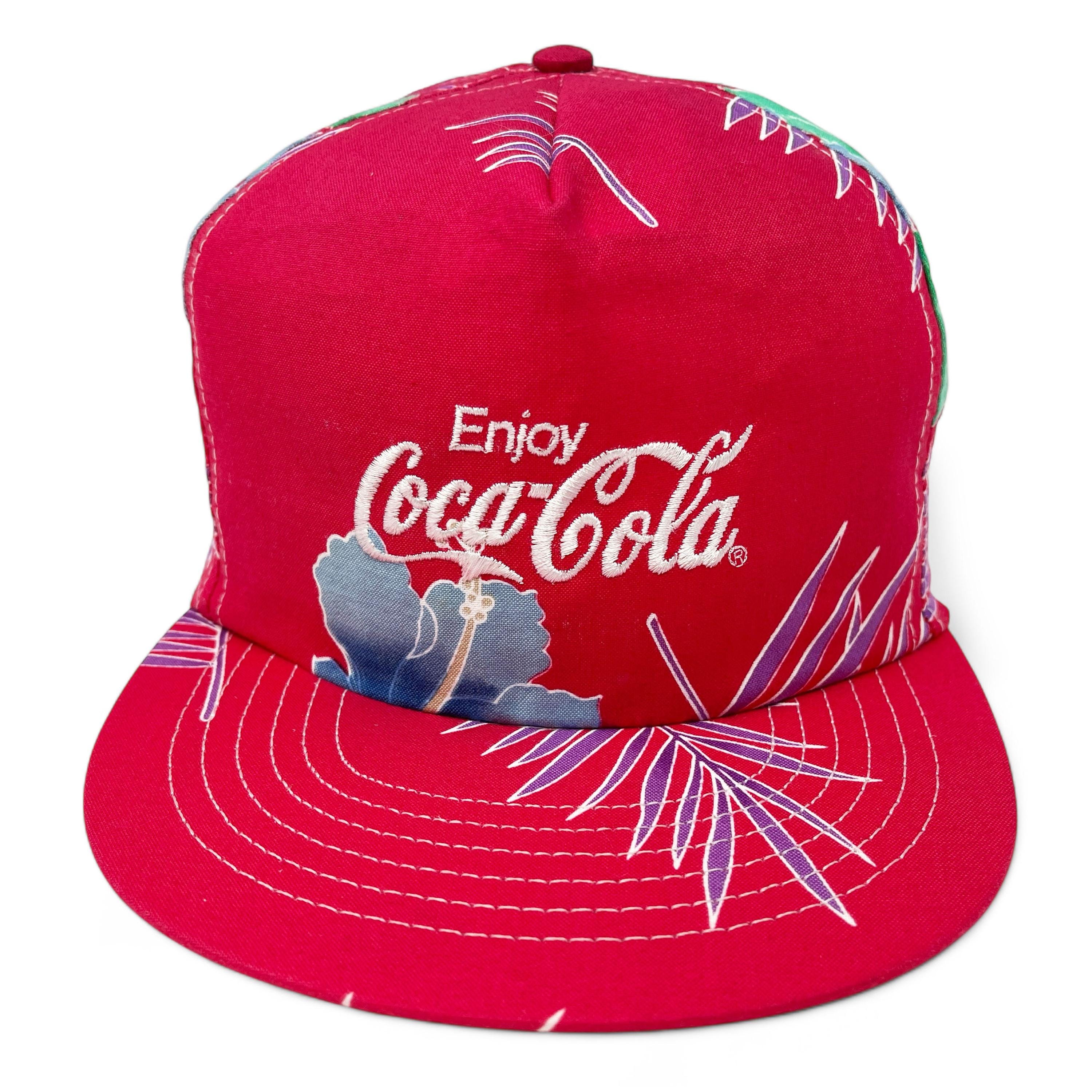 Vintage Coca Cola Hat 80s 90s Snapback Cap Coke Tropical Floral