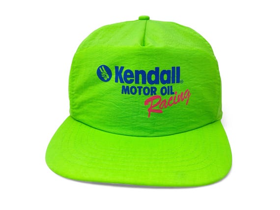 Vintage Neon Racing Hat 90s NASCAR Kendall Motor Oil Snapback Cap