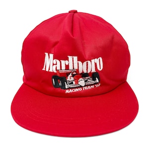 Vintage Marlboro Racing Hat • 90s Cigarettes Snapback Cap • Low