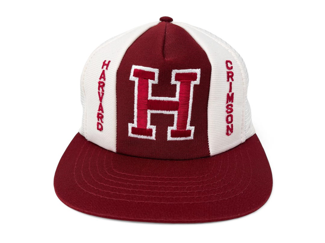 Vintage Harvard Crimson Hat 80s 90s Snapback Trucker Cap NCAA Ivy ...