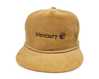 Vintage Mercury Corduroy Hat 80s 90s Ford Zipperback Cap H14