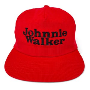 Vintage Johnnie Walker Hat 80s 90s Whiskey Corduroy Snapback Cap H11
