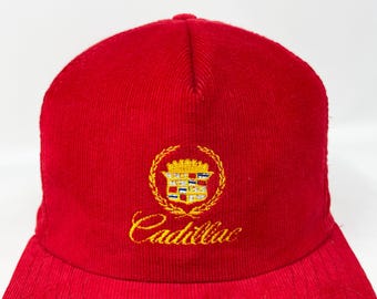 Vintage Cadillac Hat 80s 90s Snapback Corduroy Cap H16 Etsy
