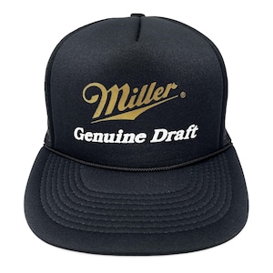 Vintage Miller Genuine Draft Hat • 80s 90s Beer • Black Snapback Trucker Cap