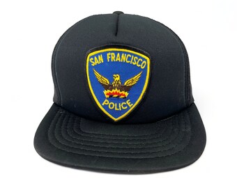 Vintage LAPD SWAT Team Trucker Hat 80s Police Snapback Cap Los 