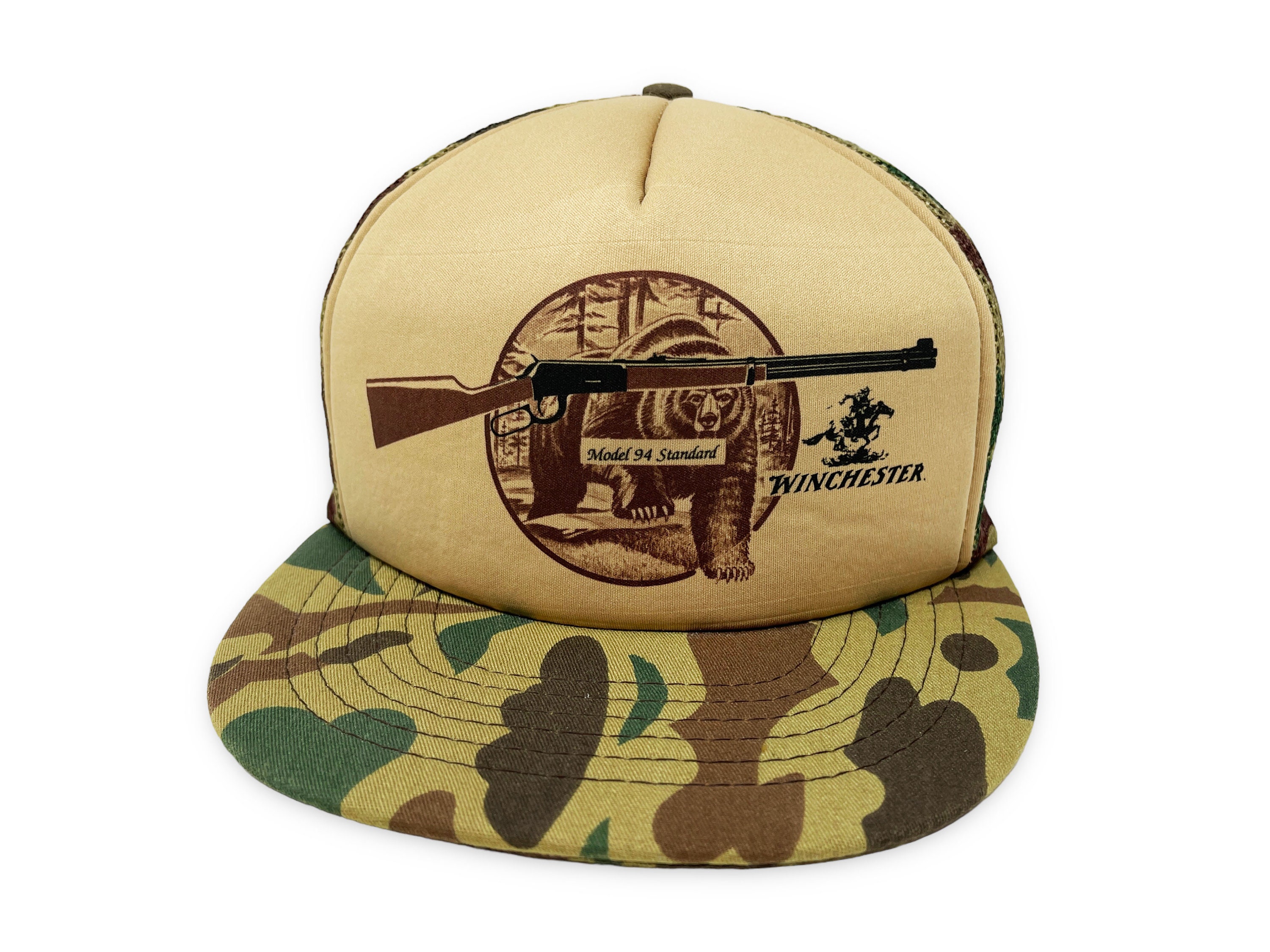 Vintage Winchester Hunting Hat 80s 90s Camo Snapback Trucker  Insulated Winchester Brown Camouflage SnapBack main image 0