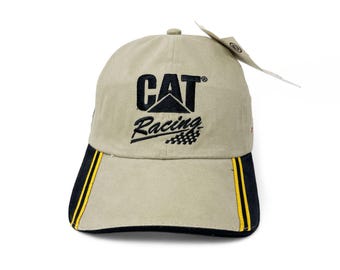 Vintage CAT Racing Hat 90s 00s NASCAR Strapback Cap Caterpillar ...