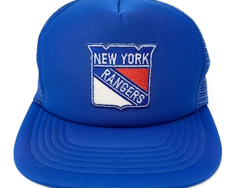 Vintage New York Rangers Hat • 80s NY NHL Snapback Trucker Cap • FADED