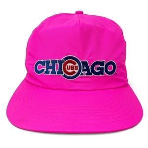 Vintage Chicago Cubs Hat 90s Snapback Cap MLB Hot Pink Budweiser