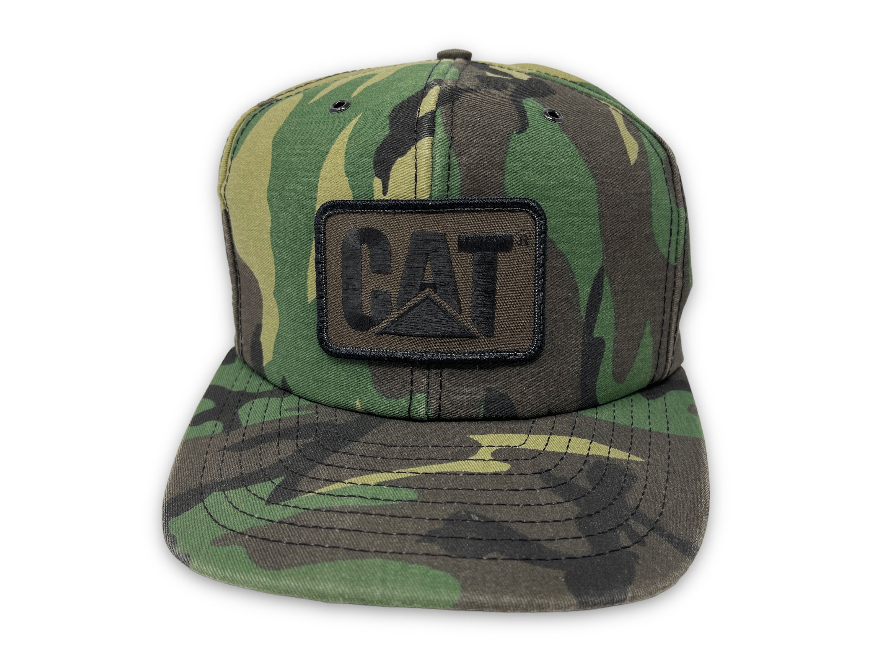 Vintage CAT Hat 80s 90s Camo Snapback Cap Caterpillar Construction