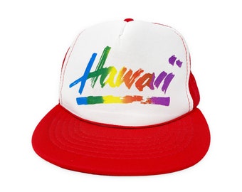 Vintage Hawaiihemd Trucker Cap 80er Jahre Snapback Cap Regenbogen H04