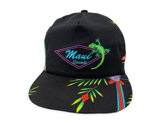 Vintage Maui Hat 80s 90s Hawaii Strapback Cap Tro… - image 1