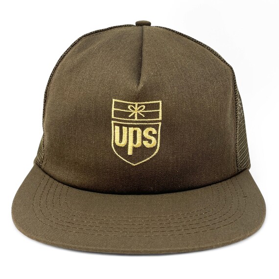 Vintage UPS Hat • 80s 90s Snapback Trucker Cap • Brown Delivery 